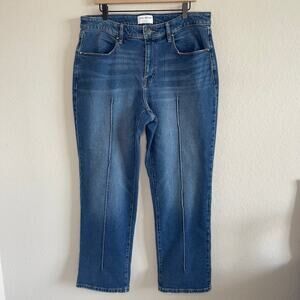 Lane Bryant Mid-Rise Relaxed Straight Jeans Seam Detail Magic Waistband Size 14